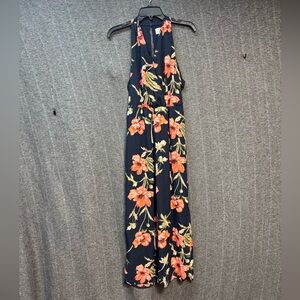Sienna Sky Navy Jumpsuit with Orange Floral Design